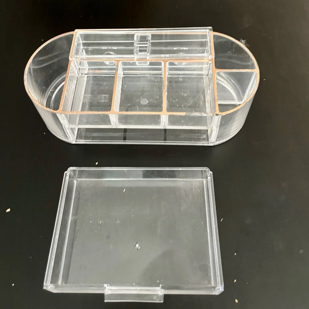 LED Makeup Mirror with Organizer - Rose Gold